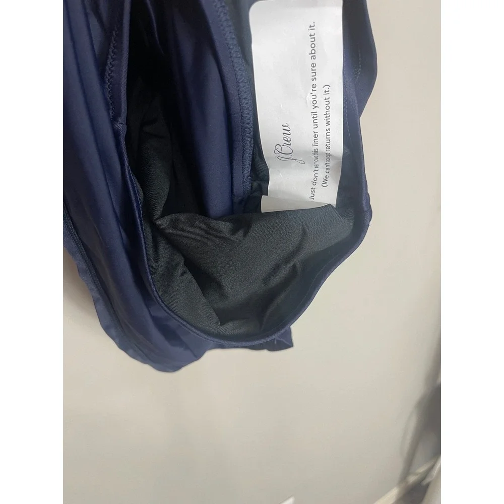 J.Crew Ruched One Shoulder Swim Dress Size 4 Navy Swimsuit NWT BP248